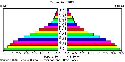 Tanzania Age Distribution Statistics